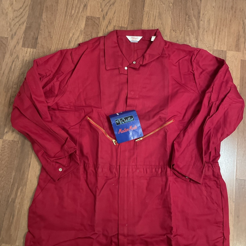 Vtg Walls Master Made Coveralls 58 Regular Red Overall Work Wear NOS USA
